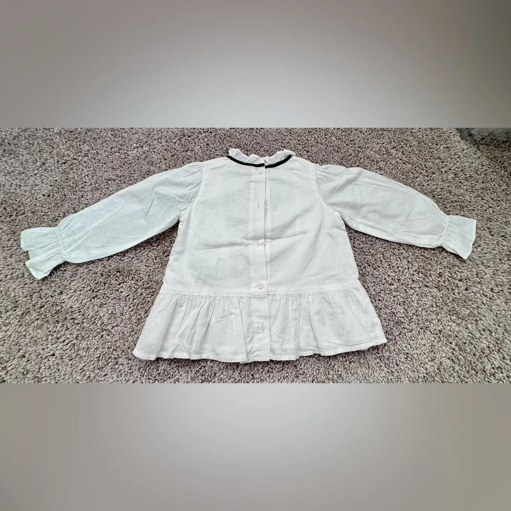 Janie and Jack - White Ruffled Kids Top size 2T - Picture 3 of 4